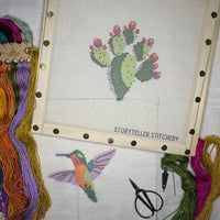 Prickly Pear Cactus Printed Needlepoint CANVAS | Small Southwest Design (Canvas Only)