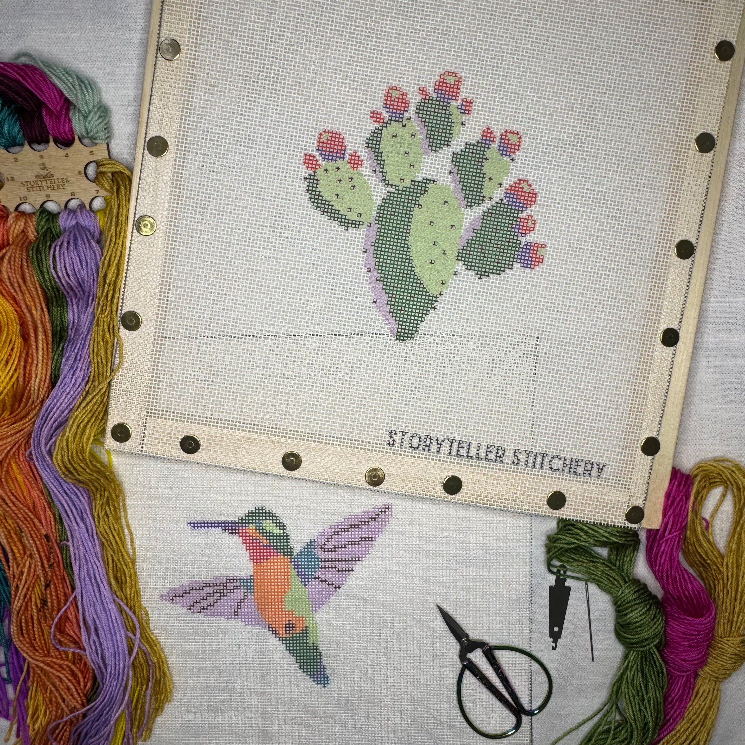Prickly Pear Cactus Printed Needlepoint CANVAS | Small Southwest Design (Canvas Only)