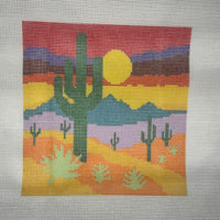 Desert Sunset Printed Needlepoint CANVAS | Large Southwest Landscape