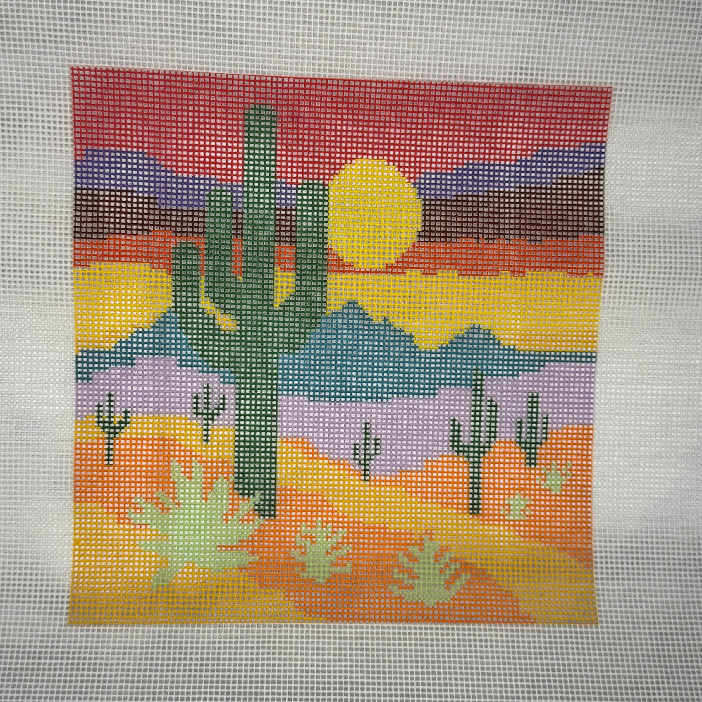 Desert Sunset Printed Needlepoint CANVAS | Large Southwest Landscape