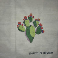 Prickly Pear Cactus Printed Needlepoint CANVAS | Small Southwest Design (Canvas Only)