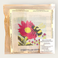 Bee & Bloom Needlepoint Kit — 13-ct Printed Canvas, Hand-Dyed Wool-Silk Thread