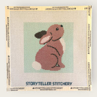 Hopeful Bunny Needlepoint Kit — 13-ct Printed Canvas, Hand-Dyed Wool-Silk Thread