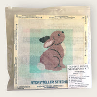 Hopeful Bunny Needlepoint Kit — 13-ct Printed Canvas, Hand-Dyed Wool-Silk Thread