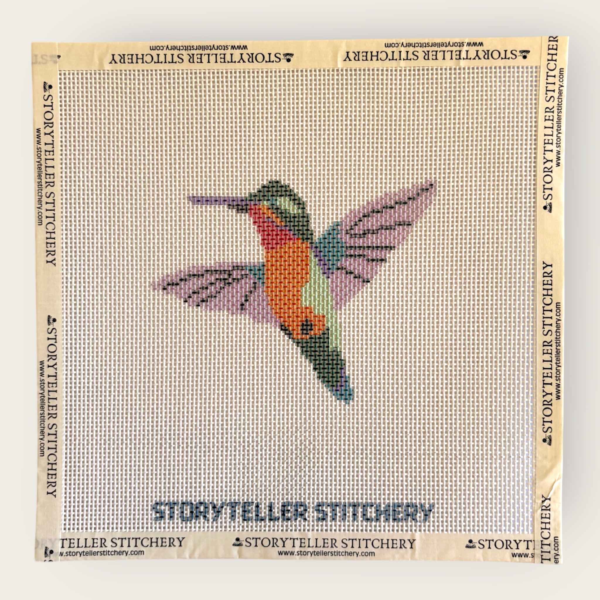 Hummingbird Needlepoint Kit — 13-ct Printed Canvas, Hand-Dyed Wool-Silk Thread