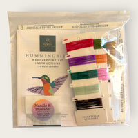 Hummingbird Needlepoint Kit — 13-ct Printed Canvas, Hand-Dyed Wool-Silk Thread