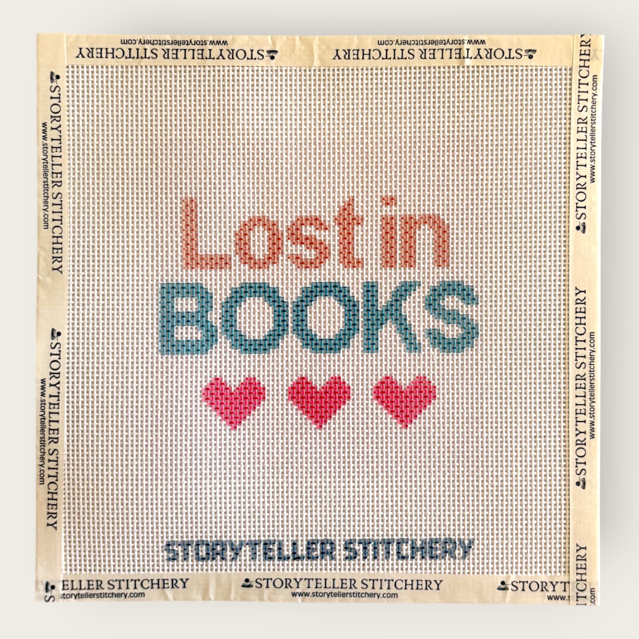 Lost in Books Needlepoint Canvas — 13-ct Printed Canvas