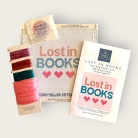 Lost in Books Needlepoint Kit — 13-ct Printed Canvas, Hand-Dyed Wool-Silk Thread