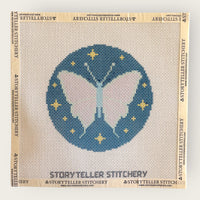 Lunar Moth Needlepoint Kit — 13-ct Printed Canvas, Hand-Dyed Wool-Silk Thread