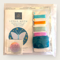 Lunar Moth Needlepoint Kit — 13-ct Printed Canvas, Hand-Dyed Wool-Silk Thread