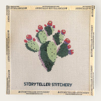 Prickly Pear Needlepoint Kit — 13-ct Printed Canvas, Hand-Dyed Wool-Silk Thread