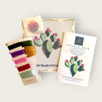 Prickly Pear Needlepoint Kit — 13-ct Printed Canvas, Hand-Dyed Wool-Silk Thread
