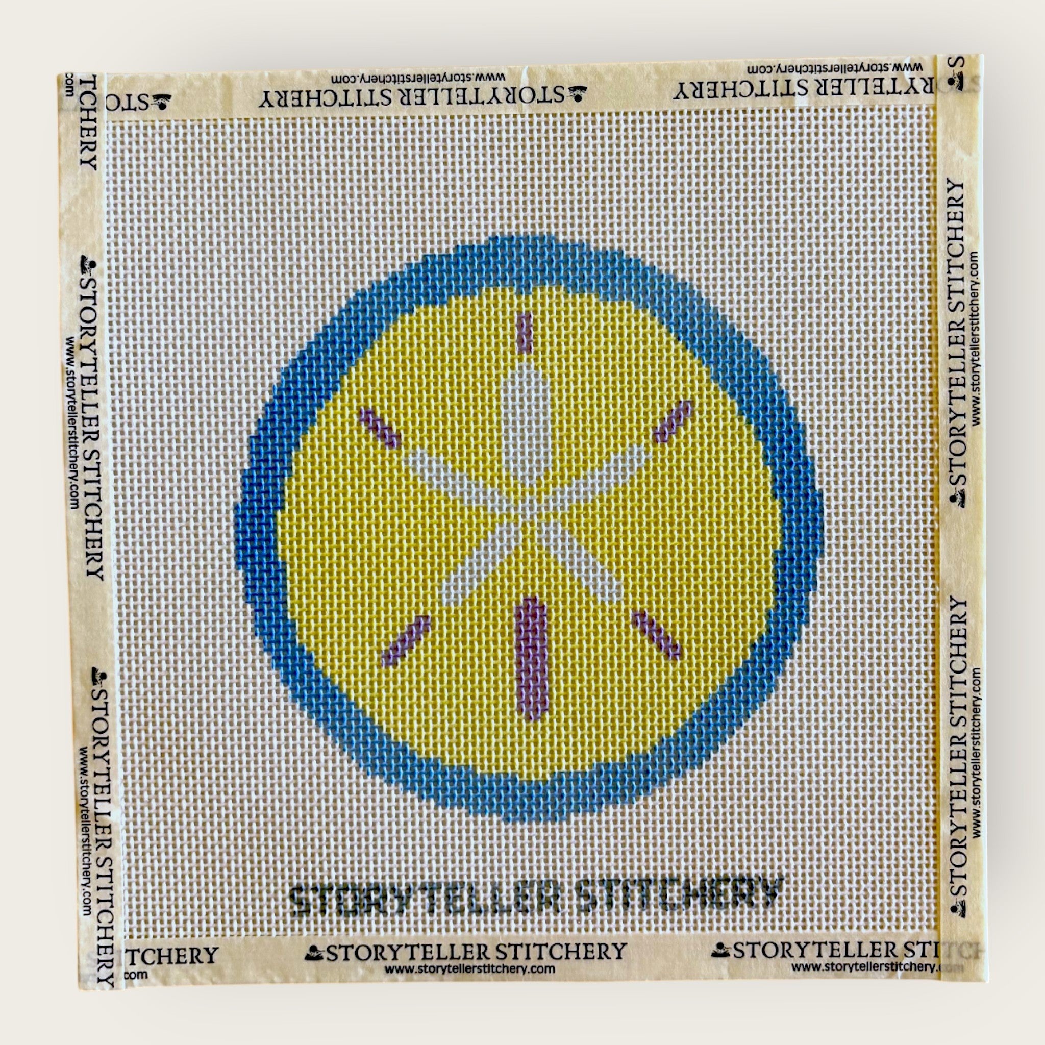 Sand Dollar Needlepoint Kit — 13-ct Printed Canvas, Hand-Dyed Wool-Silk Thread