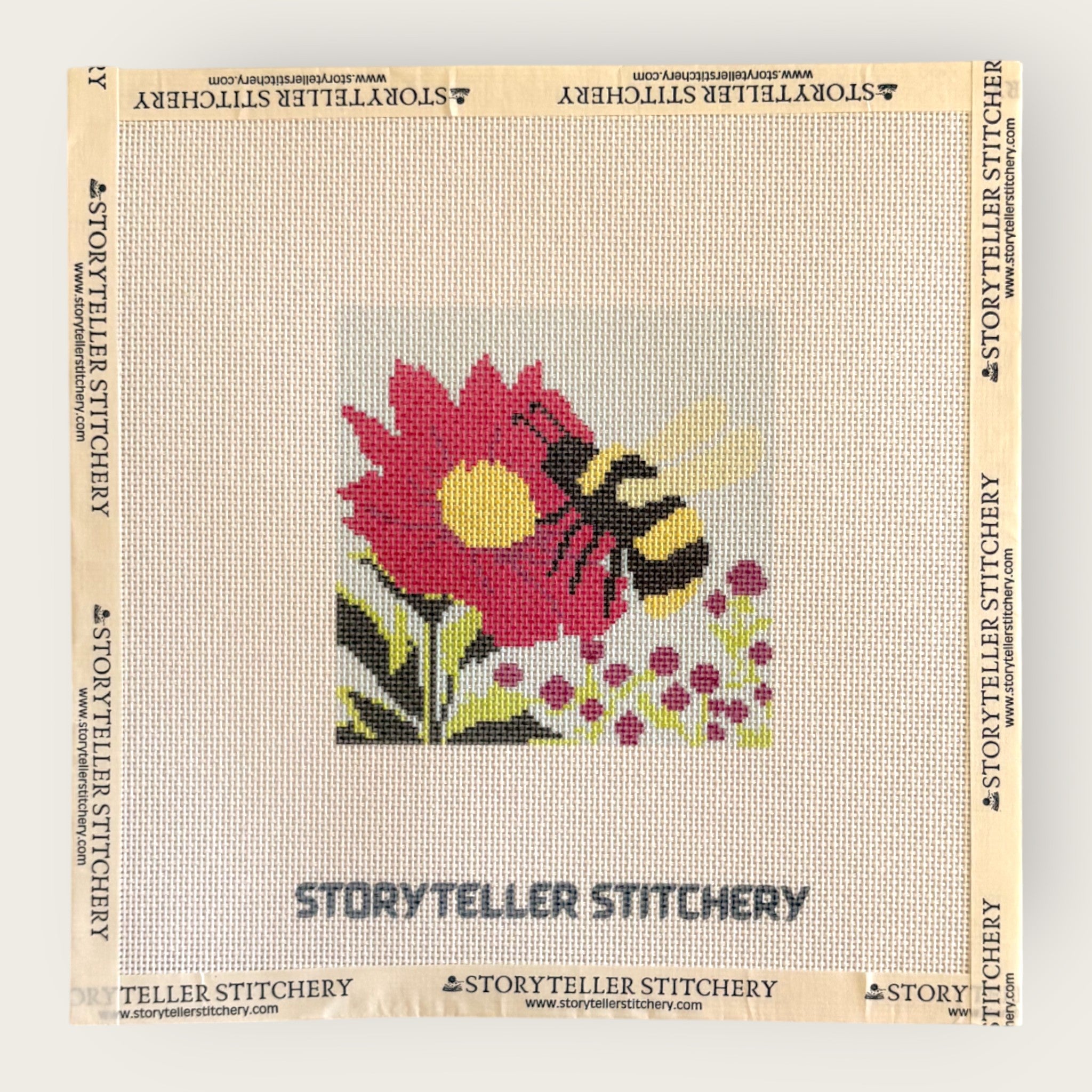 Bee & Bloom Needlepoint Canvas — 18-ct Printed Canvas