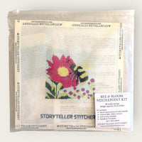 Bee & Bloom Needlepoint Kit — 18-ct Printed Canvas, Hand-Dyed Wool-Silk Thread