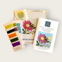 Bee & Bloom Needlepoint Kit — 18-ct Printed Canvas, Hand-Dyed Wool-Silk Thread