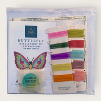 Butterfly Needlepoint Kit — 18-ct Printed Canvas, Hand-Dyed Wool-Silk Thread