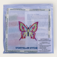 Butterfly Needlepoint Kit — 18-ct Printed Canvas, Hand-Dyed Wool-Silk Thread