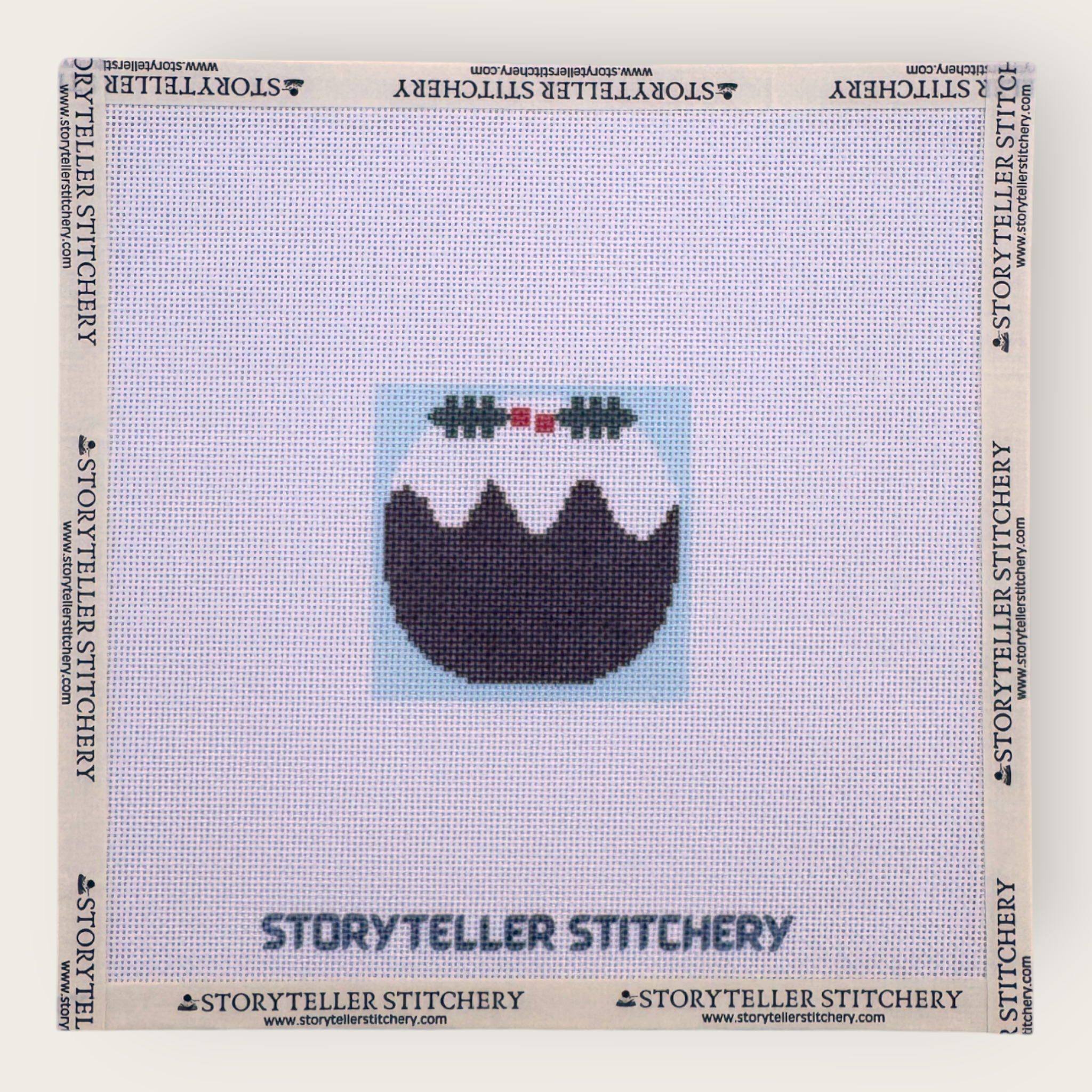 Christmas Pudding Mini Needlepoint Kit — 18-ct Printed Canvas, Hand-Dyed Wool-Silk Thread