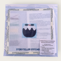 Christmas Pudding Mini Needlepoint Kit — 18-ct Printed Canvas, Hand-Dyed Wool-Silk Thread
