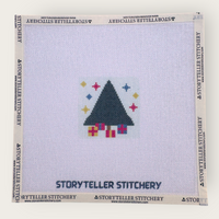 Christmas Tree Mini Needlepoint Kit — 18-ct Printed Canvas, Hand-Dyed Wool-Silk Thread