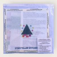 Christmas Tree Mini Needlepoint Kit — 18-ct Printed Canvas, Hand-Dyed Wool-Silk Thread