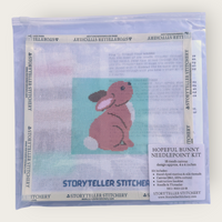 Hopeful Bunny Needlepoint Kit — 18-ct Printed Canvas, Hand-Dyed Wool-Silk Thread