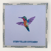 Hummingbird Needlepoint Kit — 18-ct Printed Canvas, Hand-Dyed Wool-Silk Thread