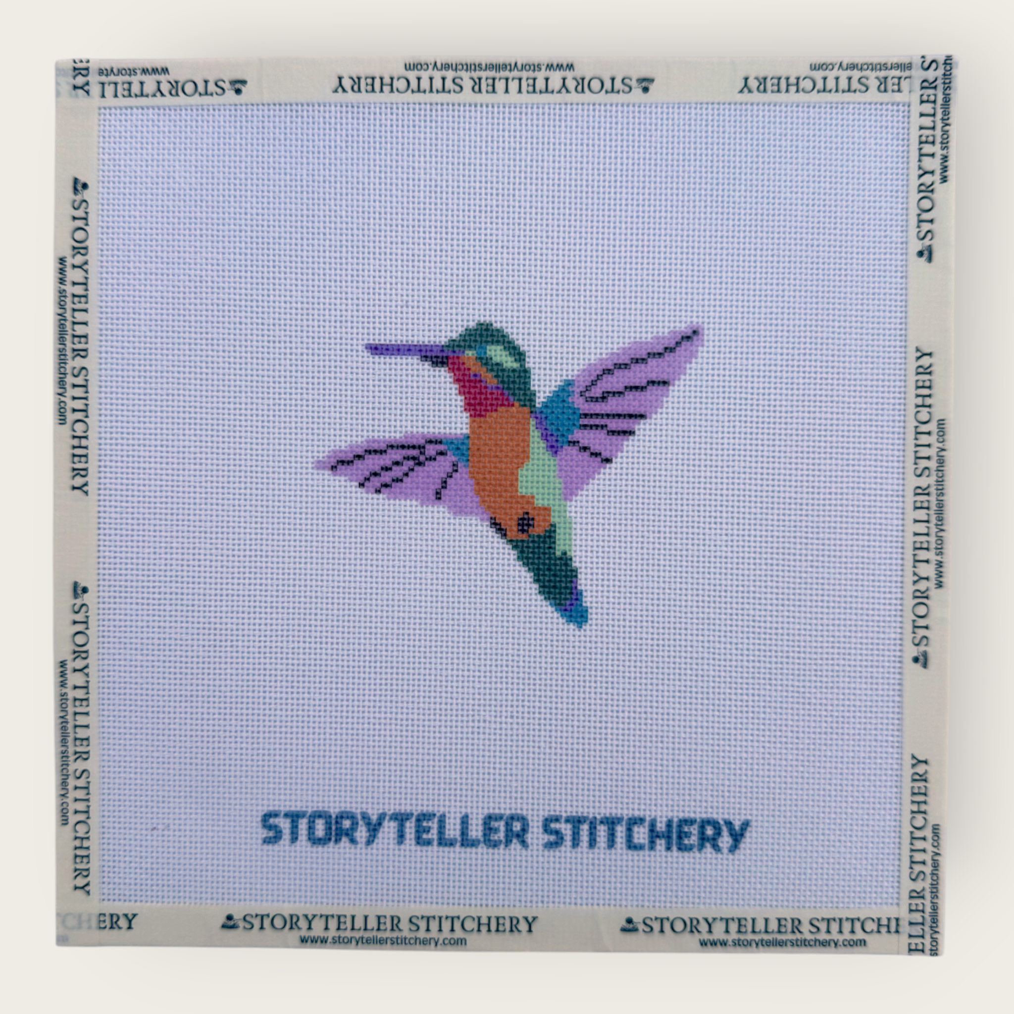 Hummingbird Needlepoint Kit — 18-ct Printed Canvas, Hand-Dyed Wool-Silk Thread