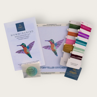Hummingbird Needlepoint Kit — 18-ct Printed Canvas, Hand-Dyed Wool-Silk Thread