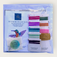 Hummingbird Needlepoint Kit — 18-ct Printed Canvas, Hand-Dyed Wool-Silk Thread