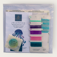 Jellyfish Needlepoint Kit — 18-ct Printed Canvas, Hand-Dyed Wool-Silk Thread