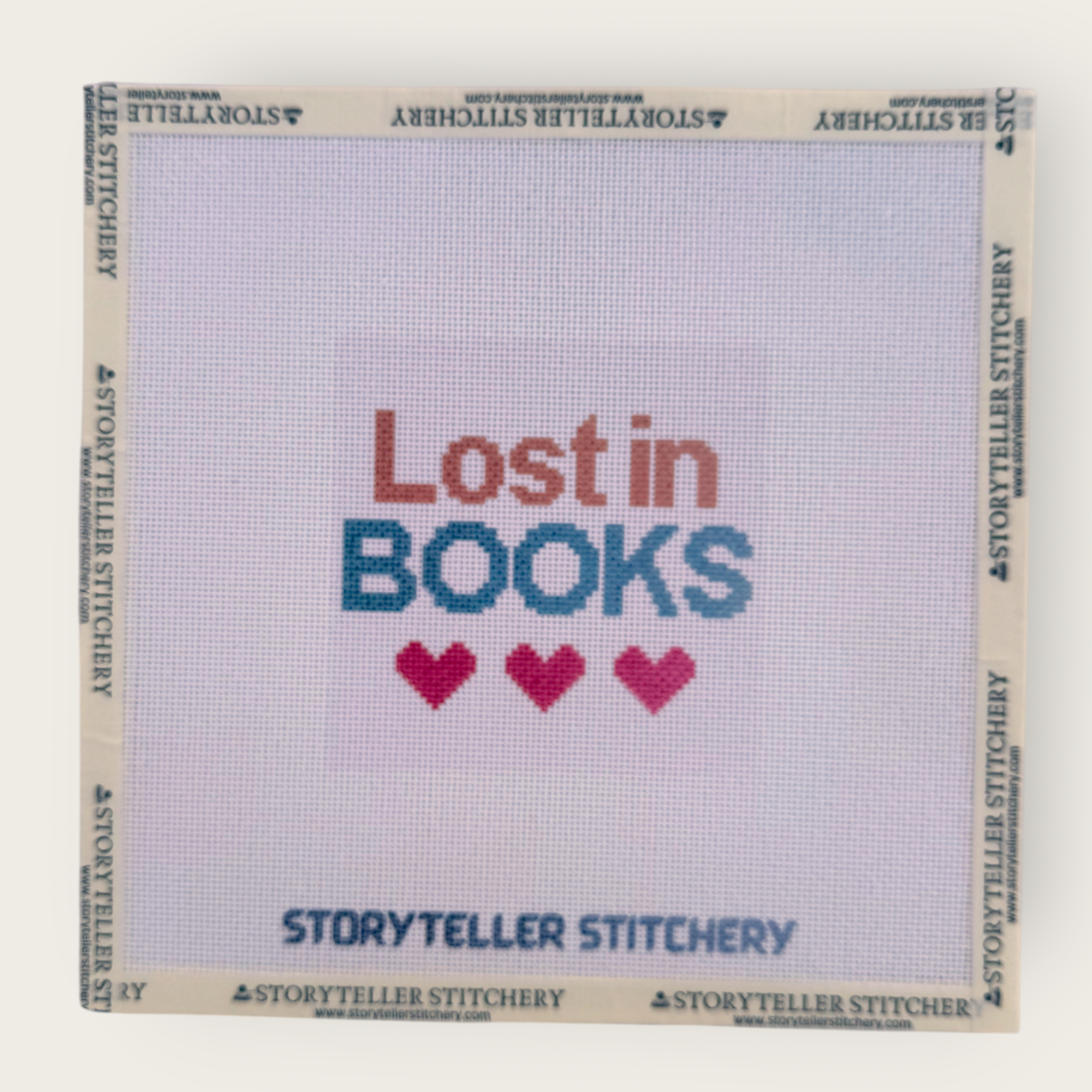 Lost in Books Needlepoint Canvas — 18-ct Printed Canvas