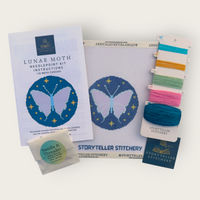 Lunar Moth Needlepoint Kit — 18-ct Printed Canvas, Hand-Dyed Wool-Silk Thread