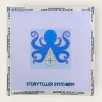 Octopus Needlepoint Kit — 18-ct Printed Canvas, Hand-Dyed Wool-Silk Thread