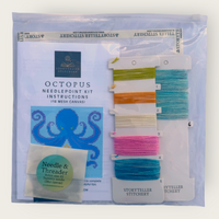 Octopus Needlepoint Kit — 18-ct Printed Canvas, Hand-Dyed Wool-Silk Thread