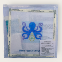Octopus Needlepoint Kit — 18-ct Printed Canvas, Hand-Dyed Wool-Silk Thread