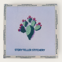 Prickly Pear Needlepoint Kit — 18-ct Printed Canvas, Hand-Dyed Wool-Silk Thread