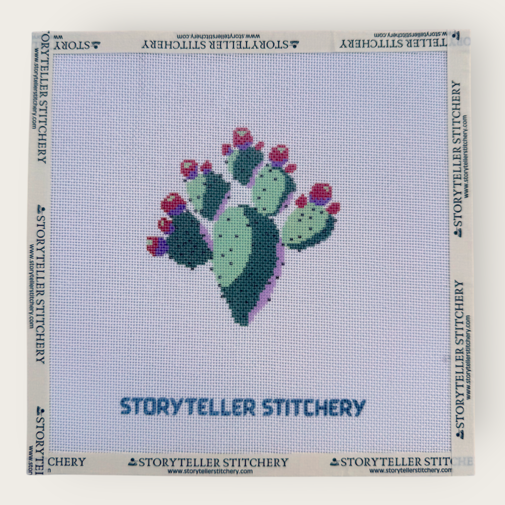 Prickly Pear Cactus Needlepoint Canvas — 18-ct Printed Canvas