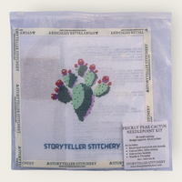 Prickly Pear Needlepoint Kit — 18-ct Printed Canvas, Hand-Dyed Wool-Silk Thread