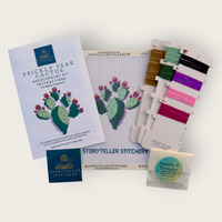 Prickly Pear Needlepoint Kit — 18-ct Printed Canvas, Hand-Dyed Wool-Silk Thread