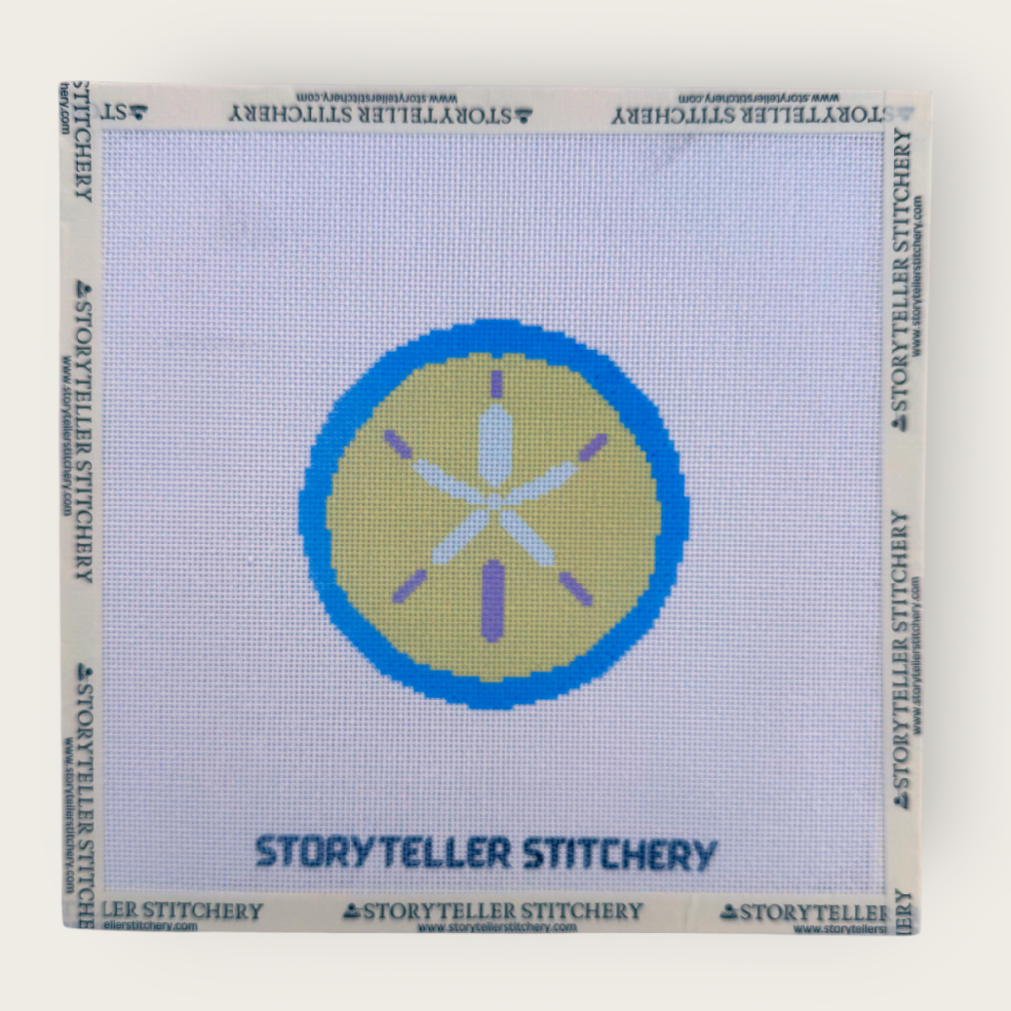 Sand Dollar Needlepoint Kit — 18-ct Printed Canvas, Hand-Dyed Wool-Silk Thread