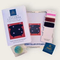 Cauldron Mini Needlepoint Kit — 18-ct Printed Canvas, Hand-Dyed Wool-Silk Thread