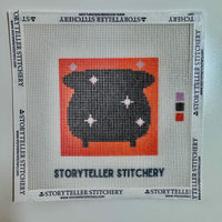 Spooky Cauldron Mini Needlepoint Kit – Wool-Stuffed Ornament or Pincushion