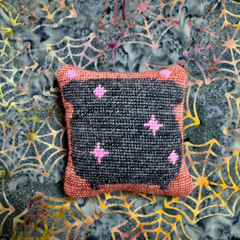Spooky Cauldron Mini Needlepoint Kit – Wool-Stuffed Ornament or Pincushion