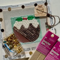 Christmas Pud Mini Needlepoint Kit – Wool-Stuffed Ornament or Pincushion