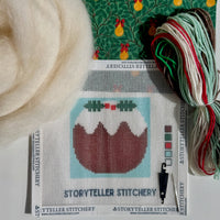 Christmas Pud Mini Needlepoint Kit – Wool-Stuffed Ornament or Pincushion
