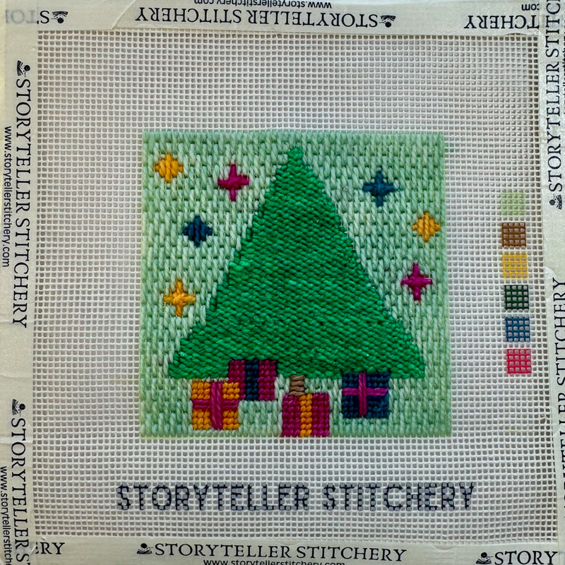 Christmas Tree Mini Needlepoint Kit – Wool-Stuffed Ornament or Pincushion