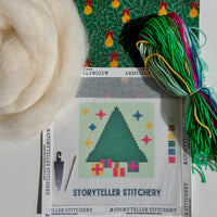 Christmas Tree Mini Needlepoint Kit – Wool-Stuffed Ornament or Pincushion