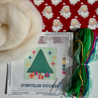 Christmas Tree Mini Needlepoint Kit – Wool-Stuffed Ornament or Pincushion